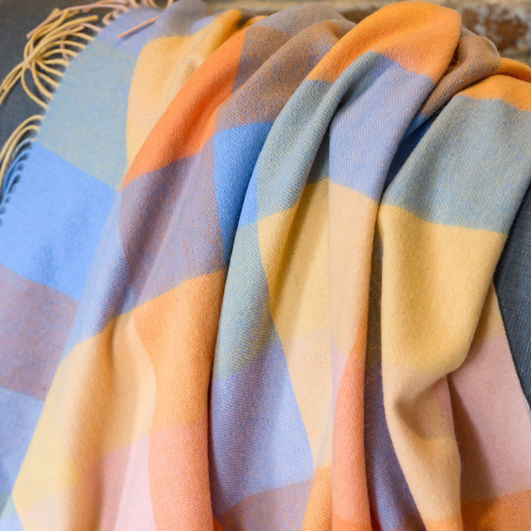 Pineapple Check Tartan Lambswool Blanket