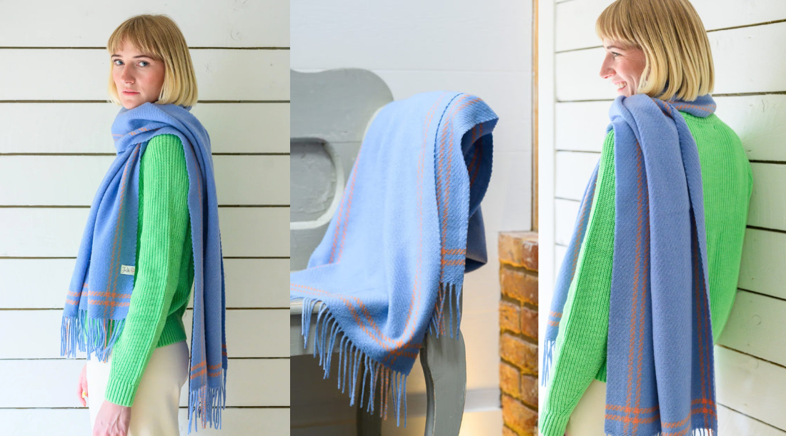 Lambswool Grape Border Scarf