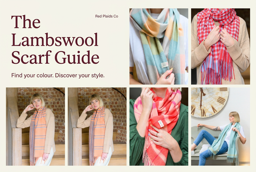 Lambswool scarf guide with colourful designs