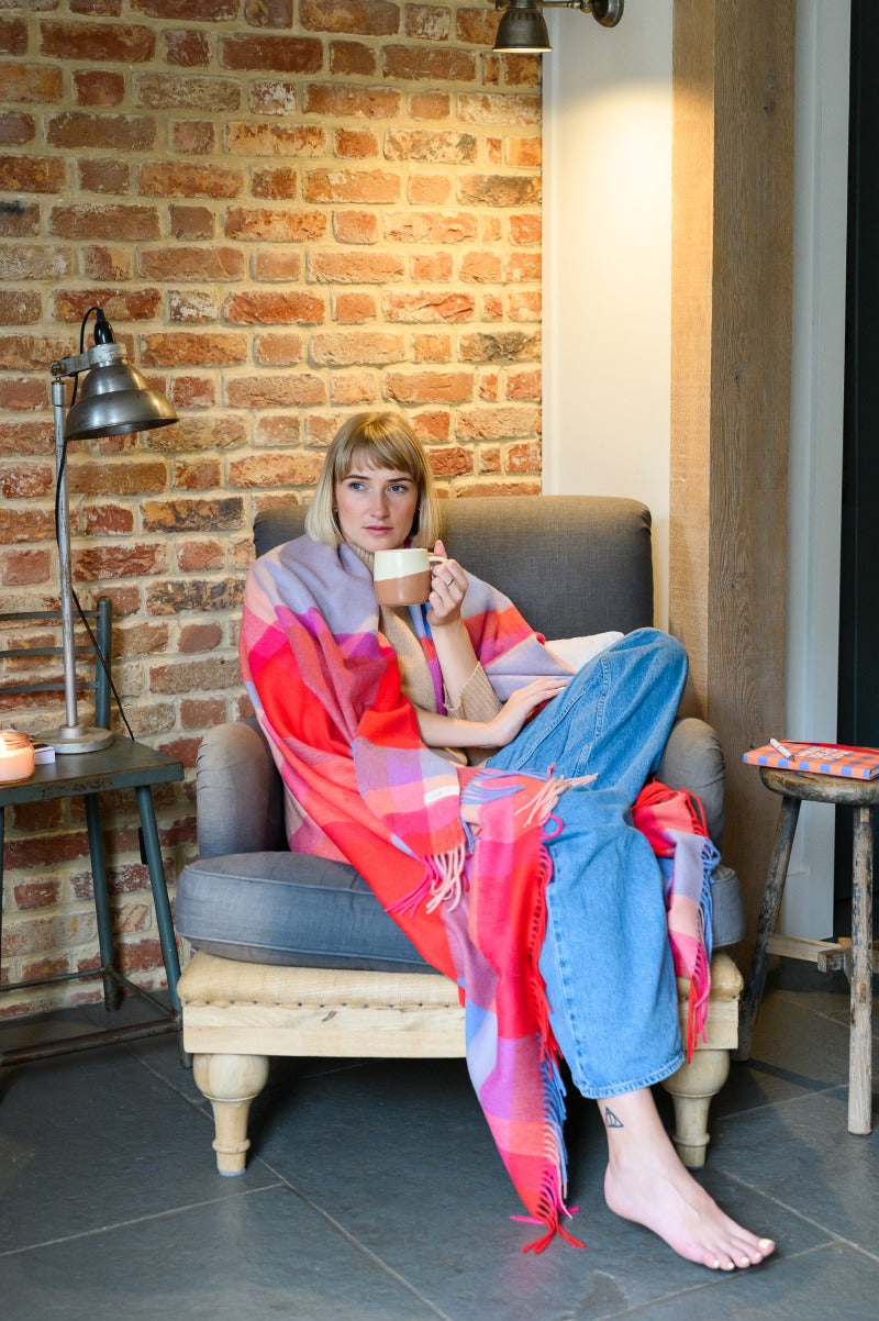 Red Lambswool Tartan Blankets 