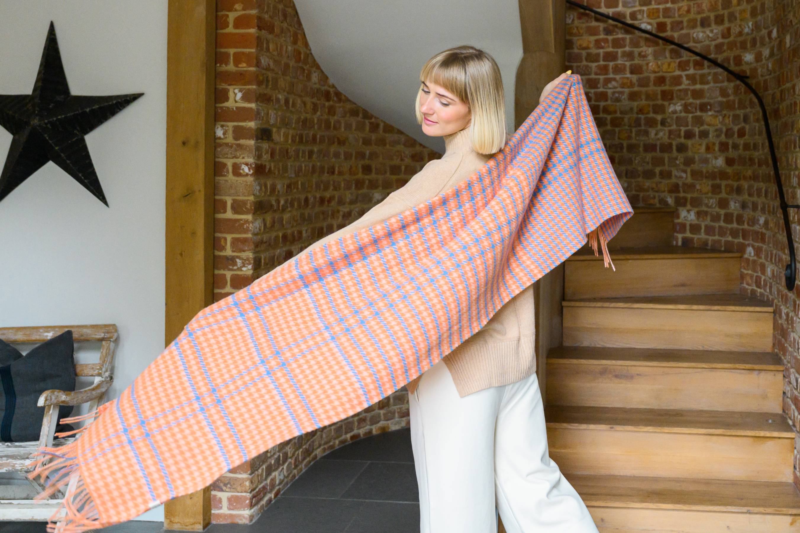 Just Like Red Check Pattern Lambswool Scarf