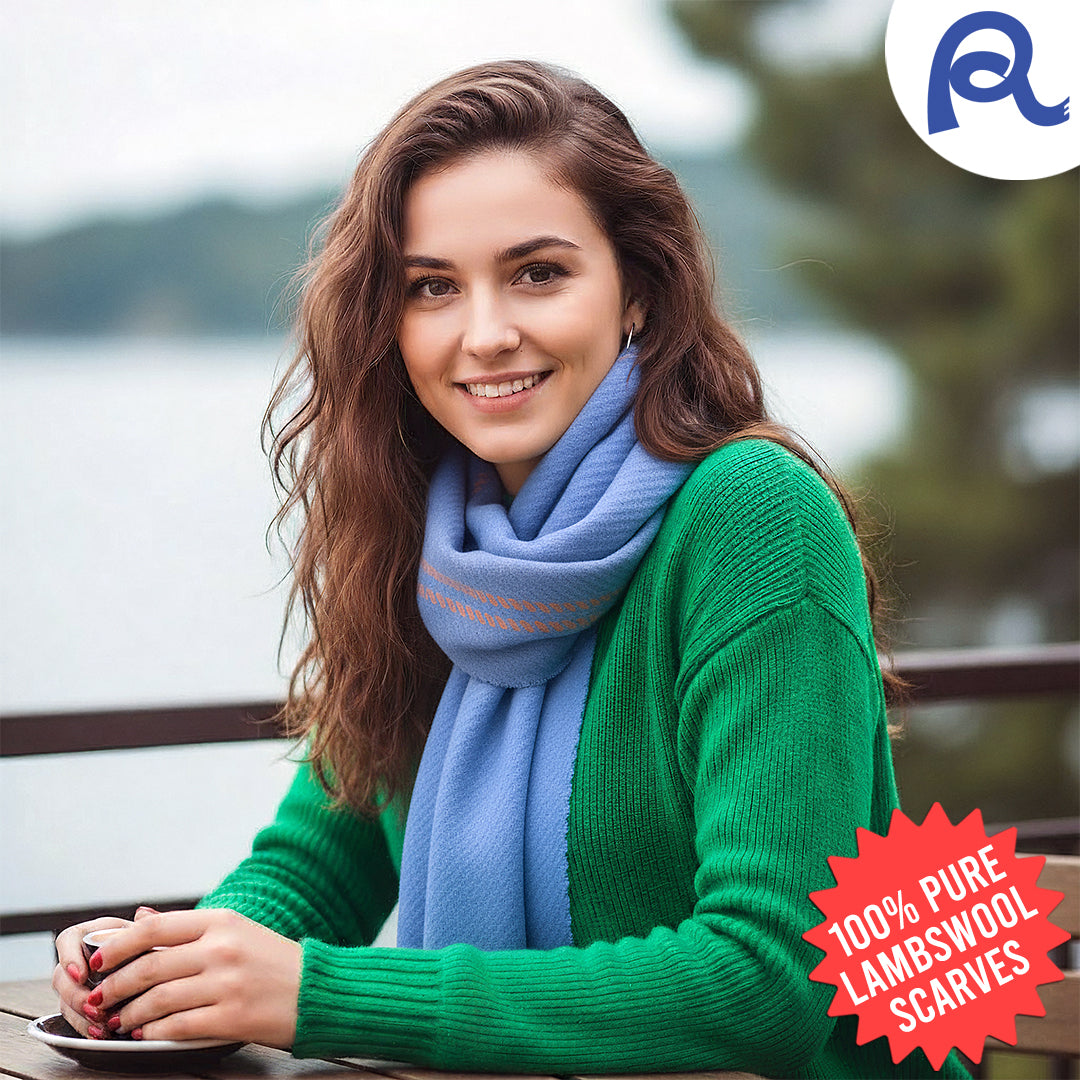 Grape Border Houndstooth Lambswool Scarf