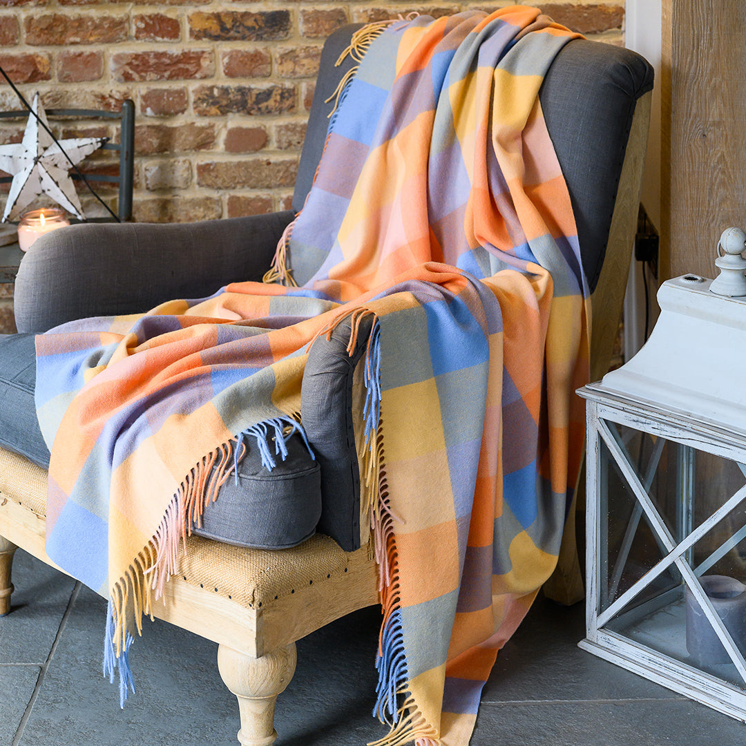 Pineapple Check Tartan Lambswool Blanket
