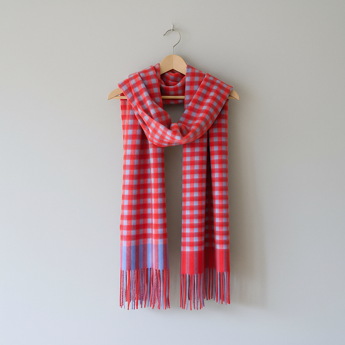 Red Gingham Lambswool Scarf
