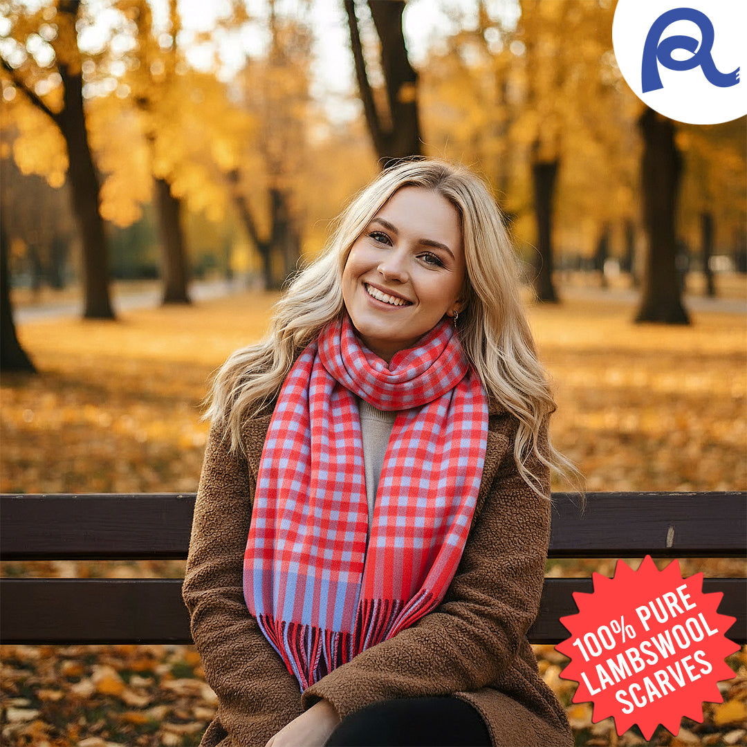 Red Gingham Lambswool Scarf