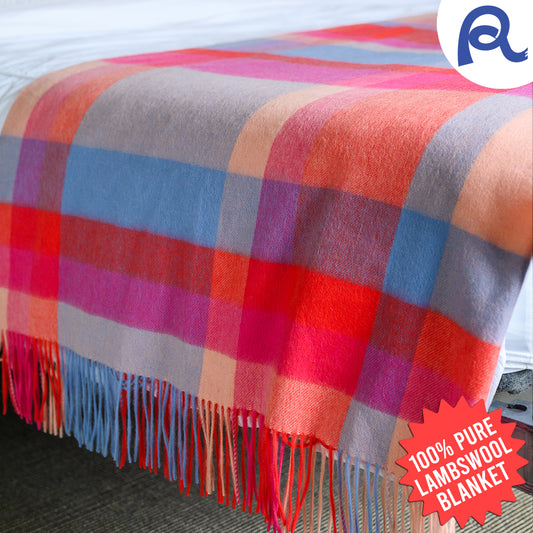 Red Tartan Lambswool Blanket